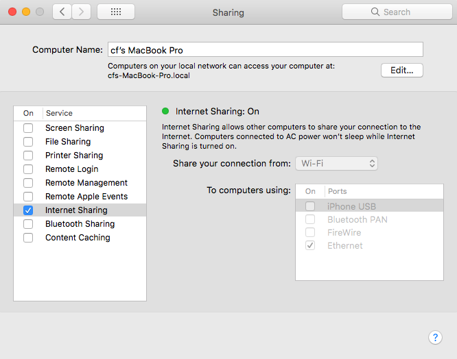 mac internet sharing